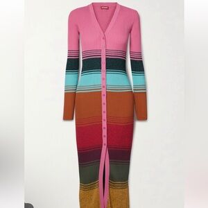 Staud Shoko Striped Sweater Midi Dress in Multi / XS / EUC 🌈